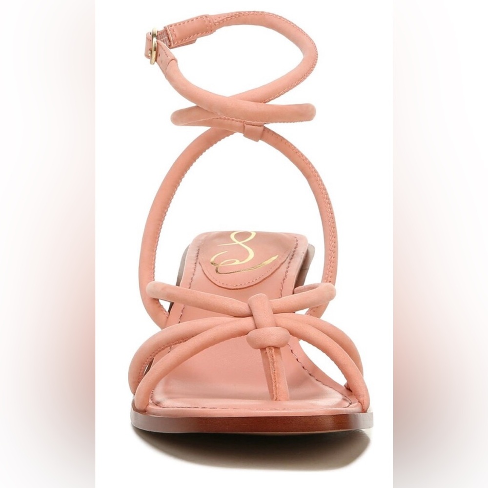 Womens Sam Edelman Dia Peach Orange Sandals Strappy Kitten Heel Leather Size 6.5